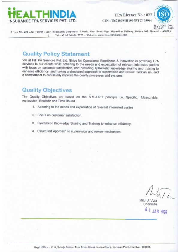 Quality Policy Statement